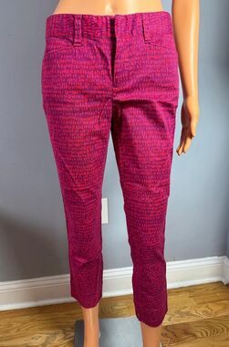 NWT Ann Taylor LOFT Marisa Straight Pants Size 2 Pink Wool Blend Herringbone Low